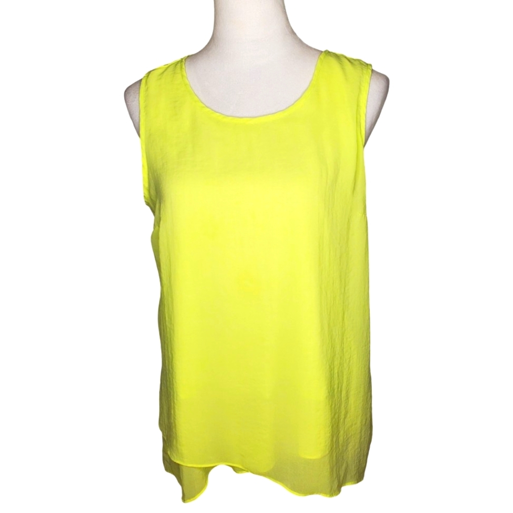 🦋Como Yellow Green Asymetrical Sheer Lined Top